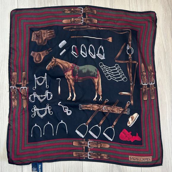 Ralph Lauren Accessories - Vintage Ralph Lauren Equestrian Silk Scarf